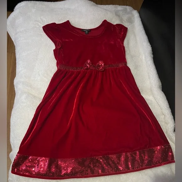 George Red Velvet Dress with Sequin Accents - Picture 8 of 11
